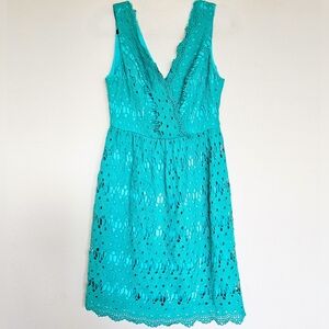Chic Teal Lace Mini Dress